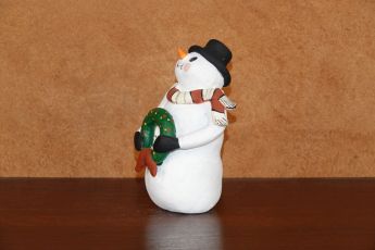 Signed Pueblo Christmas clay Snowman, Christmas11