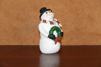 Signed Pueblo Christmas clay Snowman, Christmas11