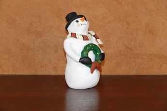 Signed Pueblo Christmas clay Snowman, Christmas11