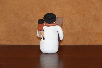 Signed Pueblo Christmas clay Snowman, Christmas12