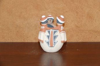 Signed Pueblo Christmas clay Snowman, Christmas17