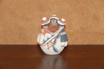 Signed Pueblo Christmas clay Snowman, Christmas17