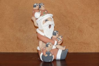 Signed Pueblo Christmas clay Santa's, Christmas2