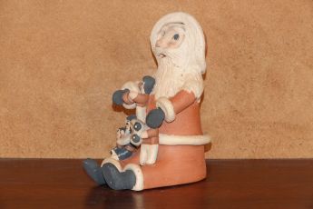 Signed Pueblo Christmas clay Santa's, Christmas3