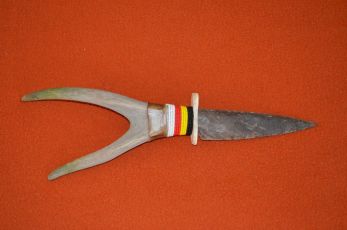 Deer antler Agate blade knife