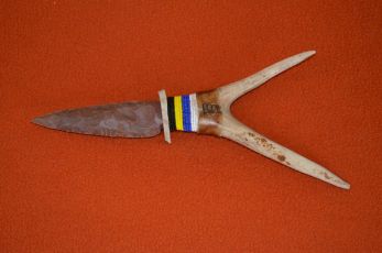 Deer antler Agate blade knife