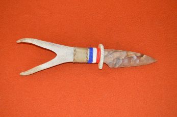 Deer antler Agate blade knife